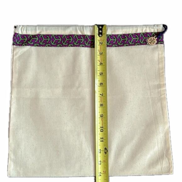 NEW 2 Tory Burch Canvas Drawstring Dust Bag Storage Travel Gold Logo Charm Pull - Picture 5 of 5